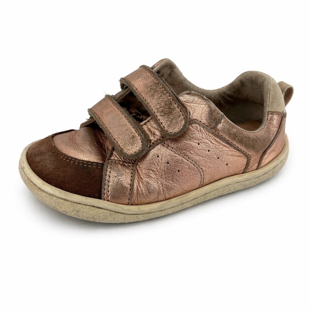 Groundies Universe Kids Barefoot Shoes Rose Gold Metallic Leather Sneakers Sz 10